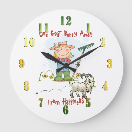 Goat Berry Funny Cartoon Wall Clock Große Wanduhr (Vorderseite)