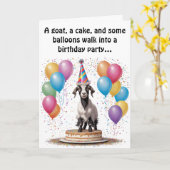 Goat Birthday Surprise - Funny & Witty Karte (Gelbe Blume)