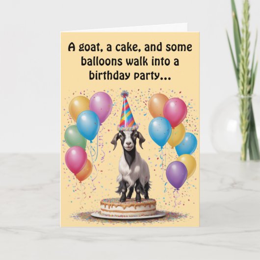 Goat Birthday Surprise - Funny & Witty Karte (Vorderseite)