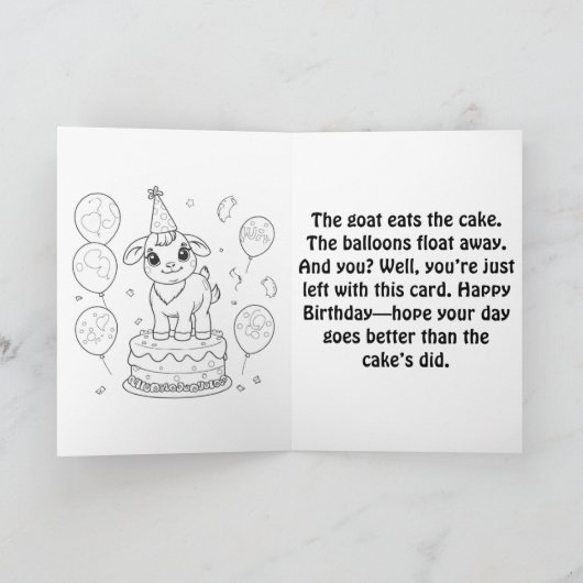 Goat Birthday Surprise - Funny & Witty Karte (Innenseite)