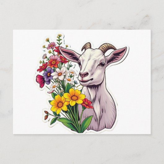 Goat Bouquet Post Card Postkarte (Vorderseite)