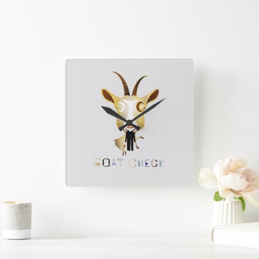 Goat Check – ZooDo Illustration Quadratische Wanduhr (Zuhause)