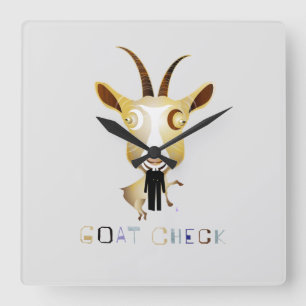 Goat Check – ZooDo Illustration Quadratische Wanduhr
