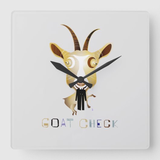 Goat Check – ZooDo Illustration Quadratische Wanduhr (Vorderseite)