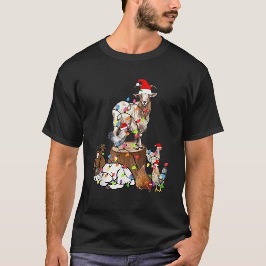Goat Chicken Santa Hat Reindeer Funny Christmas Li T-Shirt (Vorderseite)