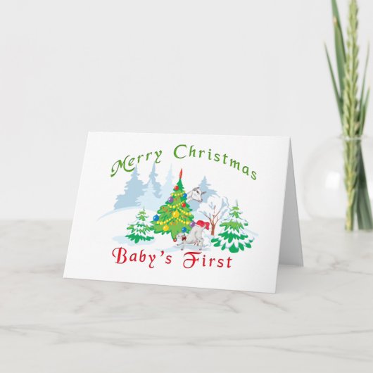 Goat Christmas Baby's First Christmas Feiertagskarte (Vorderseite)