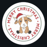 Goat Christmas Goats Winter Animals Classic Round  Runder Aufkleber<br><div class="desc">The goat for Christmas with fairy lights. Funny animals with gifts and snow for the holidays. Also funny for Christmas in July. Goats are cute animals and perfect for Christmas.</div>