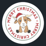 Goat Christmas Goats Winter Animals Classic Round  Runder Aufkleber<br><div class="desc">The goat for Christmas with fairy lights. Funny animals with gifts and snow for the holidays. Also funny for Christmas in July. Goats are cute animals and perfect for Christmas.</div>