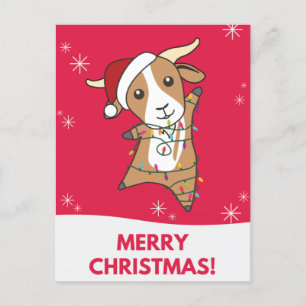 Goat Christmas Goats Winter Animals Holiday Postca Feiertagspostkarte