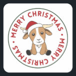 Goat Christmas Goats Winter Animals Square Sticker<br><div class="desc">The goat for Christmas with fairy lights. Funny animals with gifts and snow for the holidays. Also funny for Christmas in July. Goats are cute animals and perfect for Christmas.</div>
