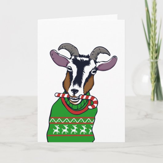 Goat Christmas Sweater Karte (Vorderseite)
