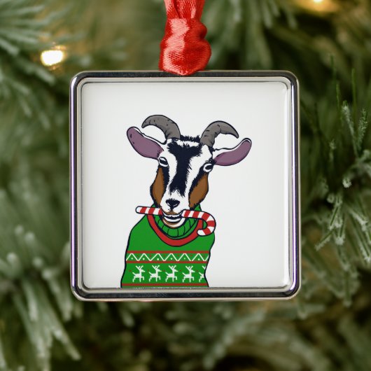Goat Christmas Sweater Ornament Aus Metall (Baum)