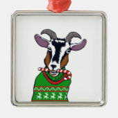 Goat Christmas Sweater Ornament Aus Metall (Vorne)