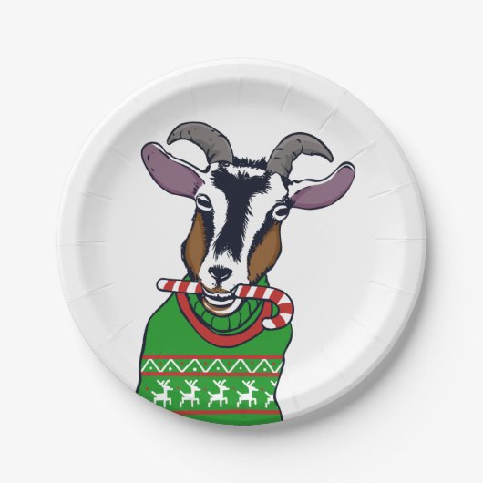 Goat Christmas Sweater Pappteller (Vorderseite)