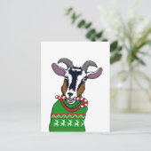 Goat Christmas Sweater Postkarte (Stehend Vorderseite)