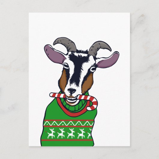 Goat Christmas Sweater Postkarte (Vorderseite)