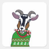 Goat Christmas Sweater Quadratischer Aufkleber (Vorderseite)
