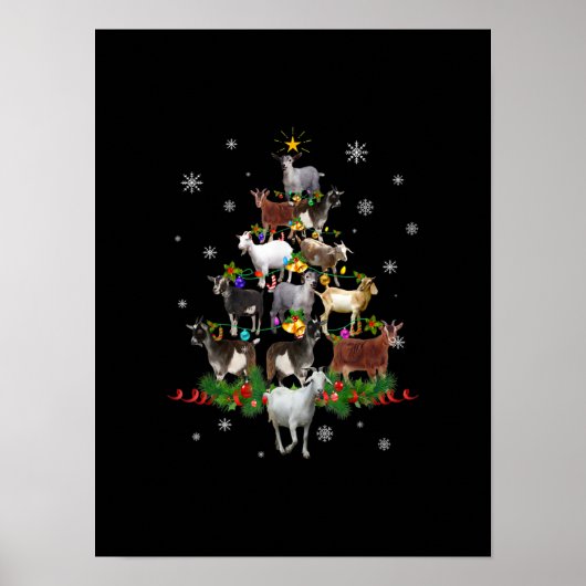 Goat Christmas Tree Snow Goat Xmas Poster (Vorne)