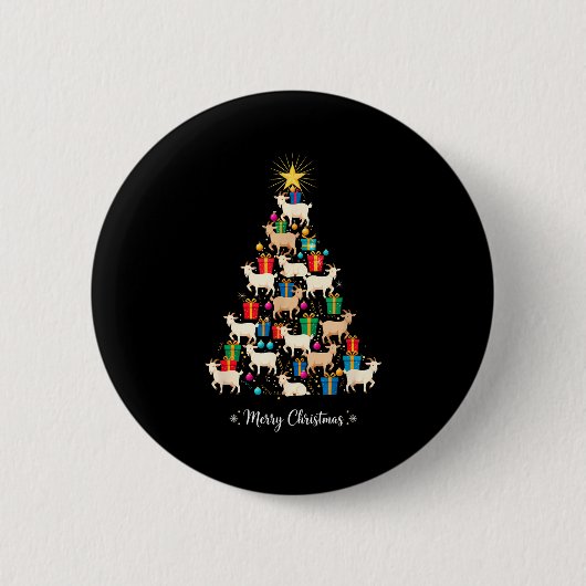 Goat Christmas Tree Xmas Holiday Men & Women Button (Vorderseite)