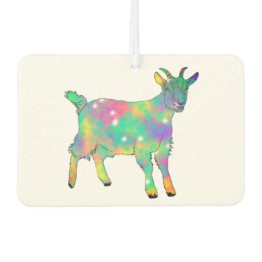 Goat Colorful Funny Illustration Funky Animal Art Autolufterfrischer (Vorderseite)