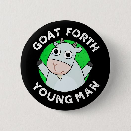 Goat Forth Young Man Funny Animal Pub Dark BG Button (Vorderseite)