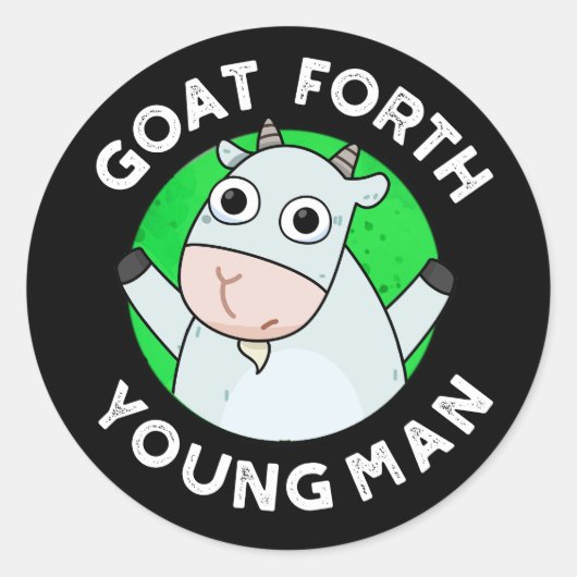 Goat Forth Young Man Funny Animal Pub Dark BG Runder Aufkleber (Vorderseite)