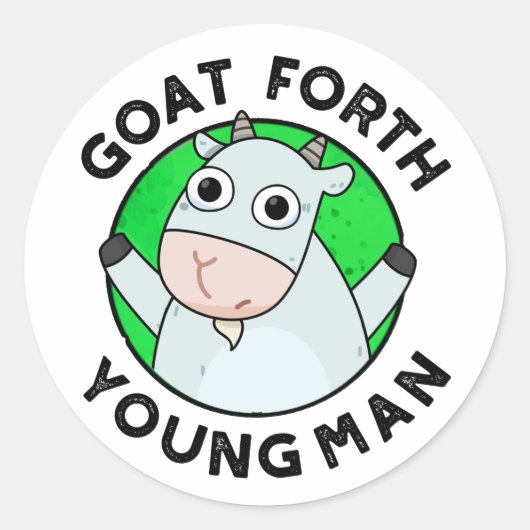 Goat Forth Young Man Funny Animal Pub Runder Aufkleber (Vorderseite)