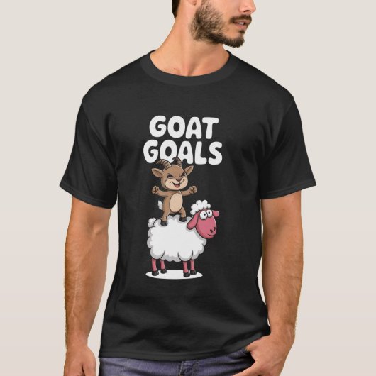GOAT Goals Funny Goat and Sheep Cartoon Farm Anima T-Shirt (Vorderseite)