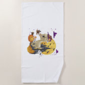 Goat Hexe Broom Pumpkin Halloween-Kostüm Strandtuch (Vorderseite)