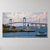 Goat Island Lighthouse & The Newport Bridge Poster (Vorne)