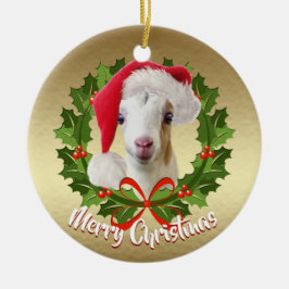 GOAT LaMancha Kid Weihnachtsmannmütze Weihnachtssc Keramik Ornament