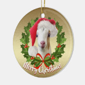 GOAT LaMancha Kid Weihnachtsmannmütze Weihnachtssc Keramik Ornament (Links)