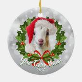 GOAT LaMancha Kid Weihnachtsmannmütze Weihnachtssc Keramik Ornament (Hinten)