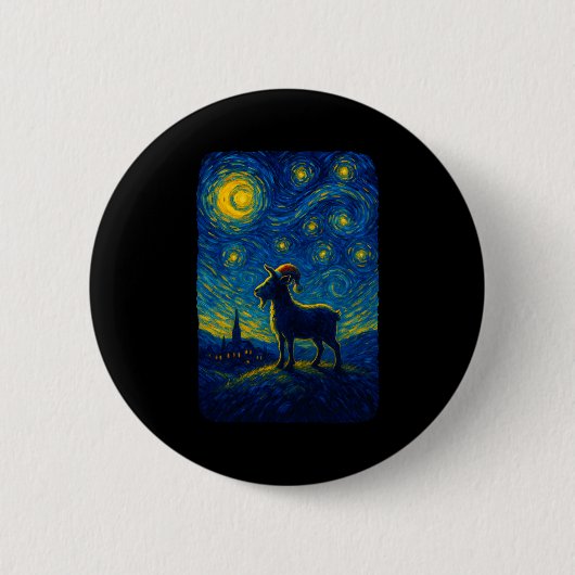Goat Lover Santa Hat Christmas Starry Cute Night V Button (Vorderseite)
