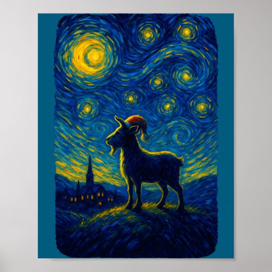 Goat Lover Santa Hat Christmas Starry Cute Night V Poster (Vorne)