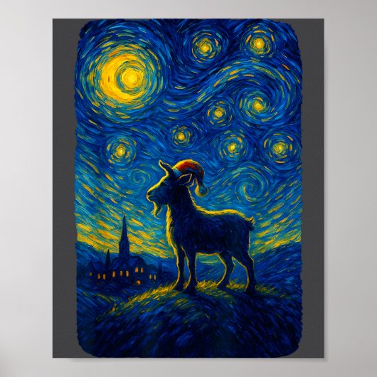 Goat Lover Santa Hat Christmas Starry Cute Night V Poster (Vorne)