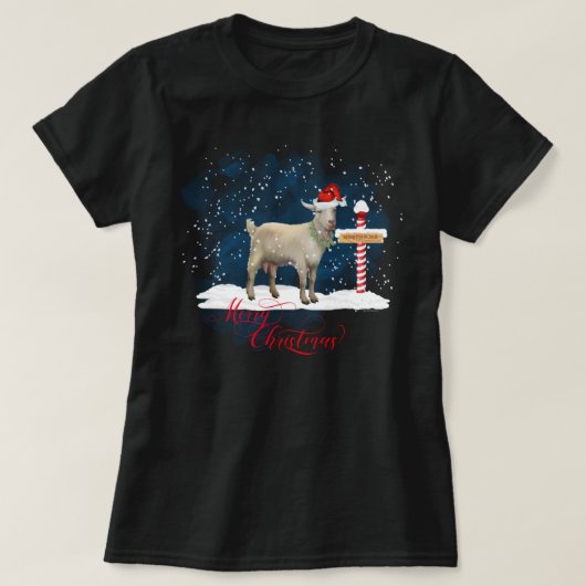 Goat Lovers Christmas North Pole T-Shirt (Design vorne)