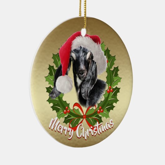 GOAT Nubian Kid Weihnachtsmannmütze Weihnachtsschm Keramikornament (Rechts)