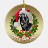 GOAT Nubian Kid Weihnachtsmannmütze Weihnachtsschm Keramikornament (Vorne)
