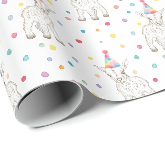 Goat Petting Zoo Birthday Party Pattern Wrap Geschenkpapier (Rolleneckpunkt)
