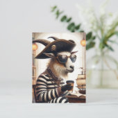 Goat-Piraten trinken Kaffee Postkarte (Stehend Vorderseite)