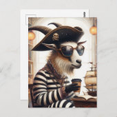 Goat-Piraten trinken Kaffee Postkarte (Vorne/Hinten)