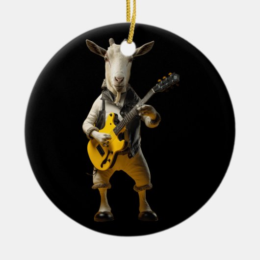 Goat Playing Guitar Goat Musician Gitarrist Marchi Keramik Ornament (Vorne)