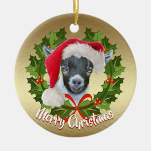 GOAT Pygmy Kid Weihnachtsmannmütze Weihnachtsschmu Keramik Ornament
