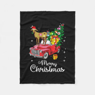 Goat Rides Red Car Weihnachten Fleecedecke