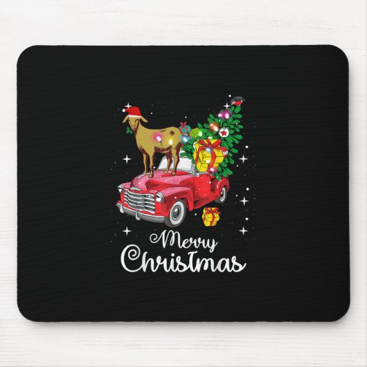 Goat Rides Red Car Weihnachten Mousepad (Vorne)