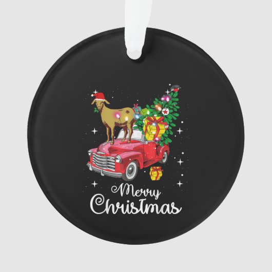 Goat Rides Red Car Weihnachten Ornament (Vorderseite)
