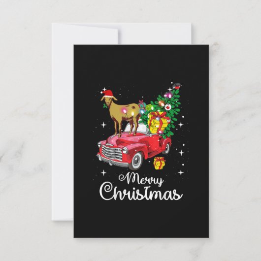 Goat Rides Red Car Weihnachten RSVP Karte (Vorderseite)