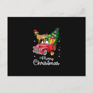 Goat Rides Red Truck Weihnachten Pajama Postkarte