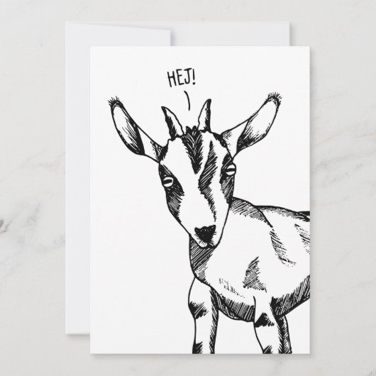 Goat Sketch Sprichwort "Hej!" Einladung (Vorderseite)